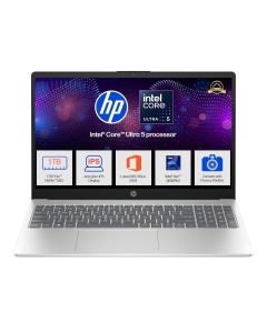 HP 15 Intel Ultra 5 Laptop (16GB/1TB SSD, 15.6″ FHD IPS, Win11, AI Powered, Silver)