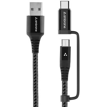 Ambrane 2 in 1 Type-C & Micro USB Cable