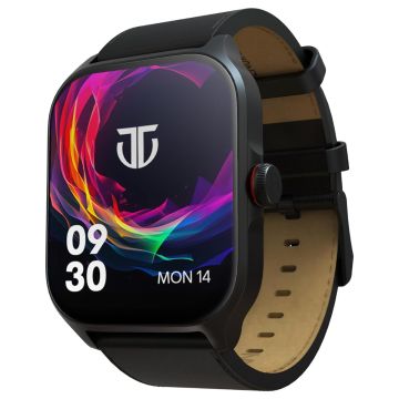 Titan Zeal 1.85" AMOLED Smart Watch – Black Leather Strap